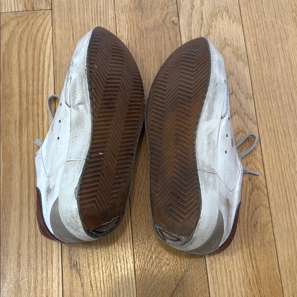 Golden Goose Cream and Burgundy Star Sneakers - Picture 8 of 12